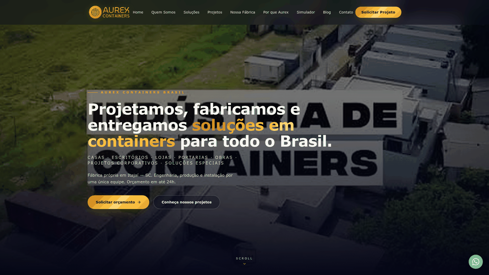 Sitio web de Aurex Containers Brasil desarrollado por Dragon Digital