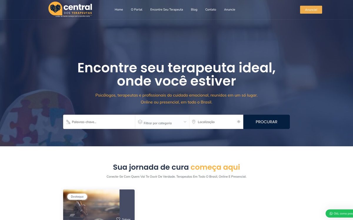 Sitio web de Central dos Terapeutas desarrollado por Dragon Digital