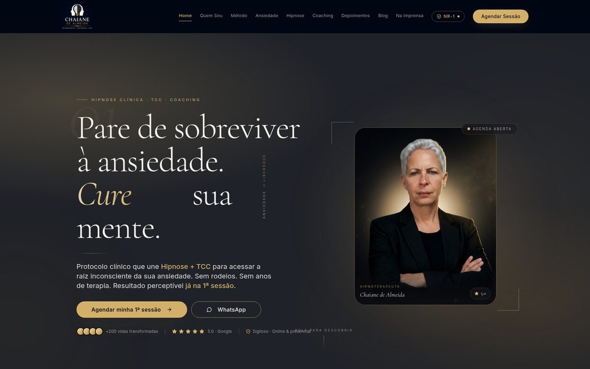 Sitio web de Chaiane de Almeida desarrollado por Dragon Digital