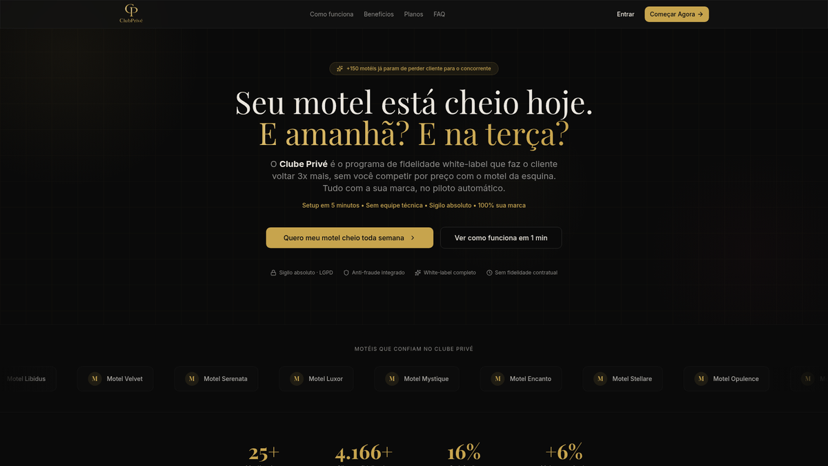 Sitio web de Clube Privé desarrollado por Dragon Digital