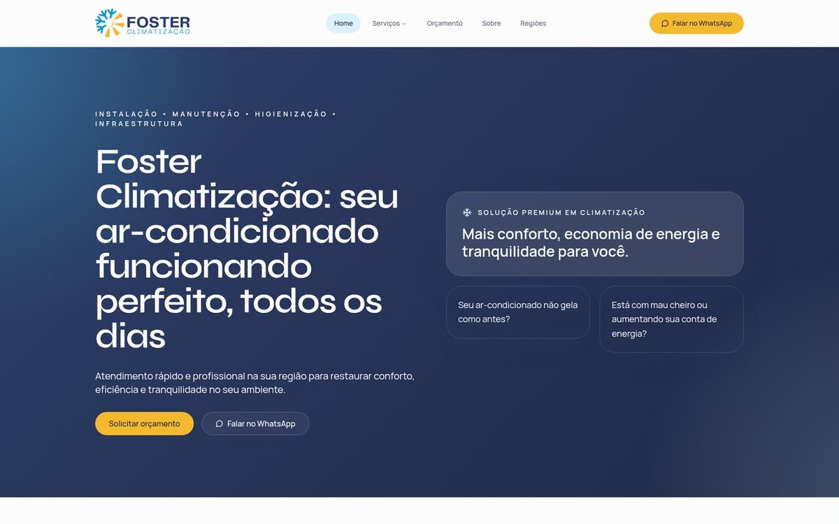 Sitio web de Foster Climatização desarrollado por Dragon Digital