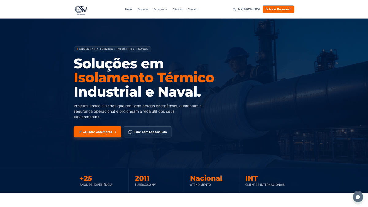 Sitio web de NV Isolamentos desarrollado por Dragon Digital