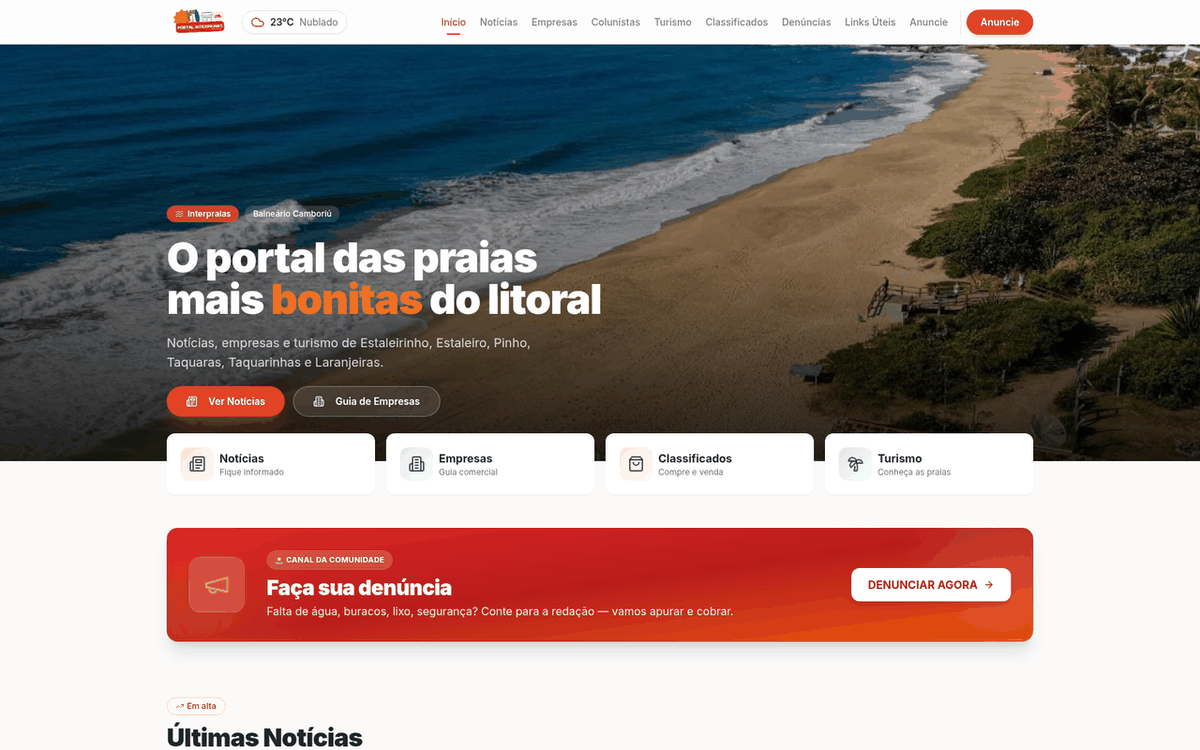 Sitio web de Portal Interpraias desarrollado por Dragon Digital
