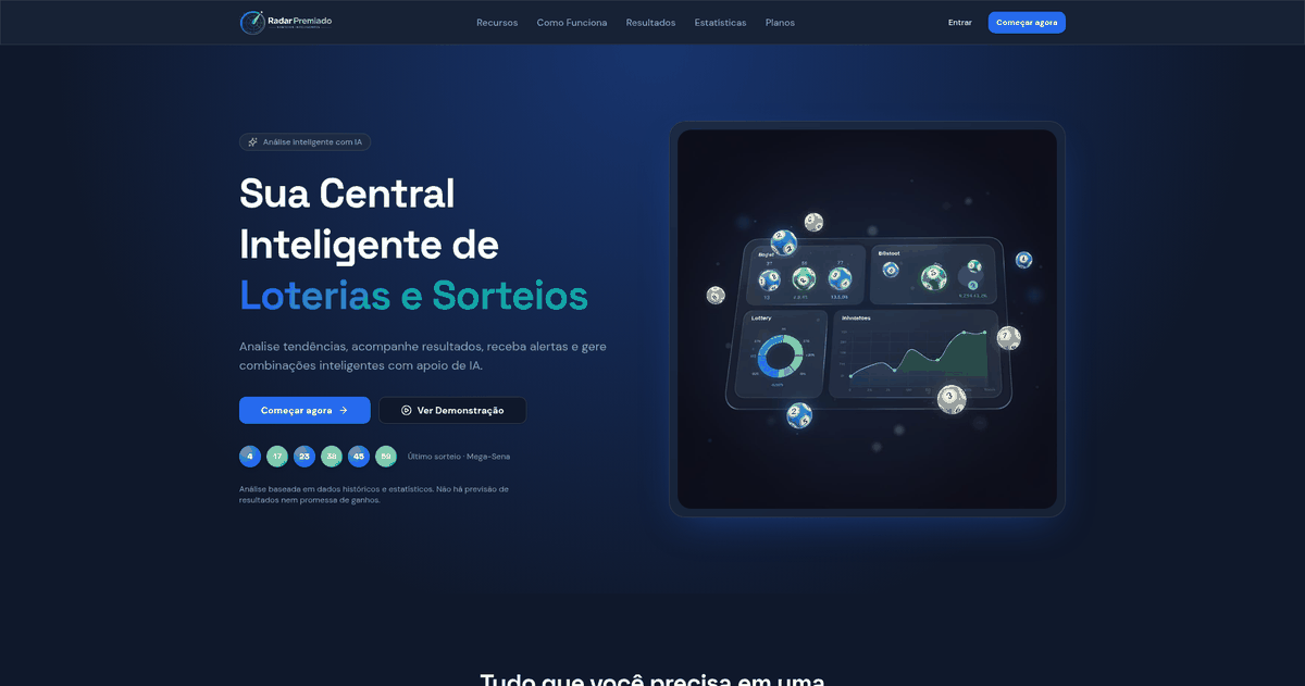 Sitio web de Radar Premiado desarrollado por Dragon Digital