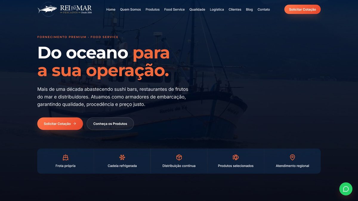 Sitio web de Rei do Mar Pescados desarrollado por Dragon Digital