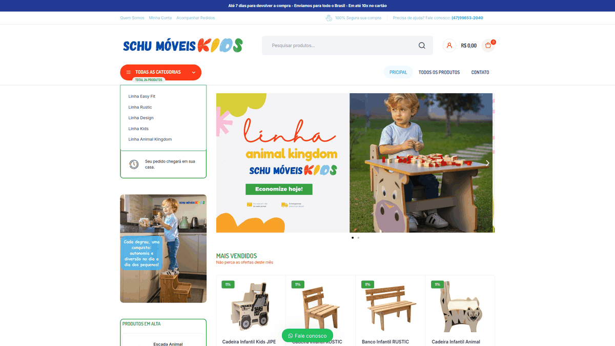 Sitio web de Schu Móveis Kids desarrollado por Dragon Digital